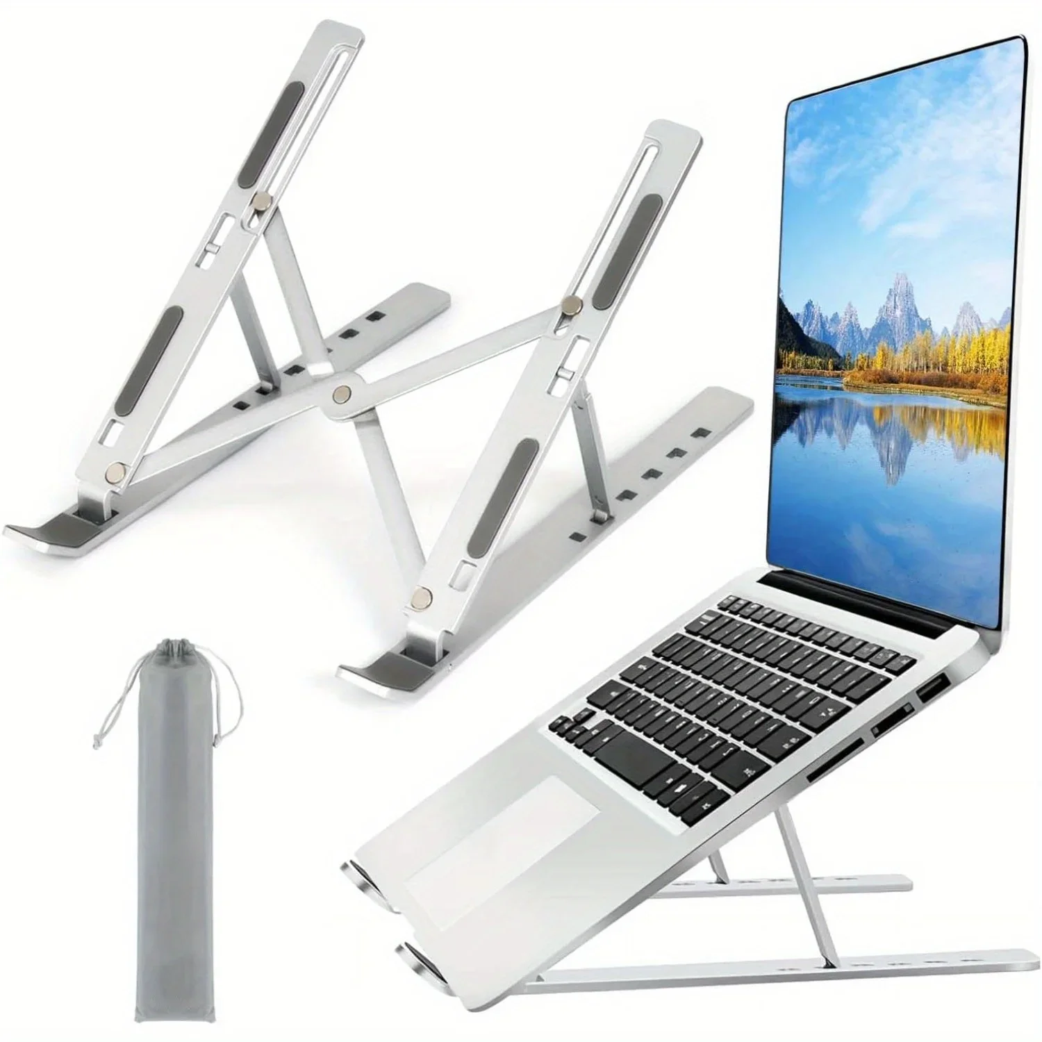 Laptop Accessories Organizer - Foldable Aluminum Laptop Riser Ergonomic Cooling