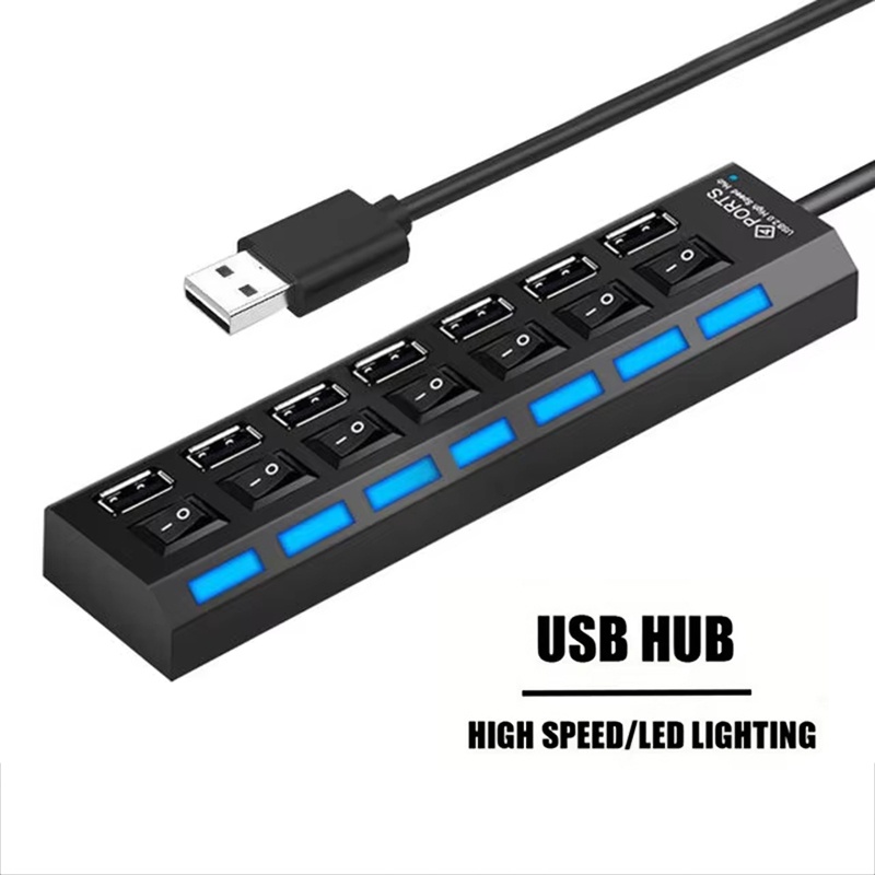 Laptop Accessories For Office - 7 Port USB 2.0 Hub Splitter