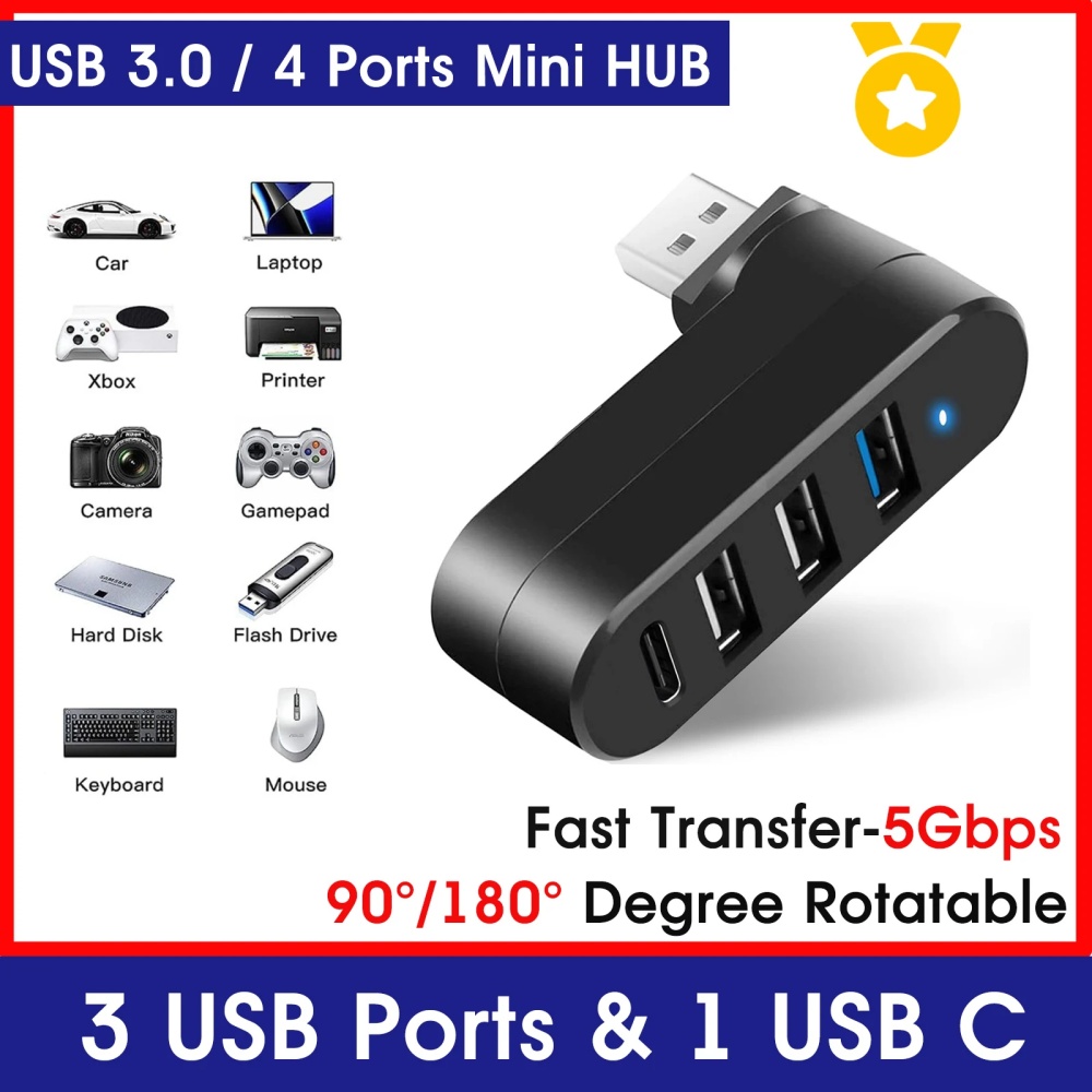 Laptop Accessories For Programmers - Mini Splitter 4 Ports USB Hub